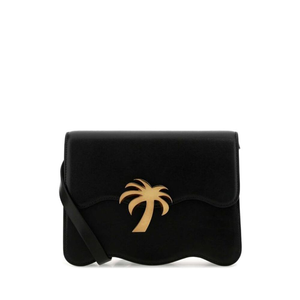Palm Angels Women Black Leather Palm Beach Crossbody Bag